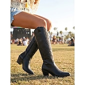 cheap Women-Women's Embroidered Cowboy Boots, Classic Western Style, Perfect for Festival and Music Events