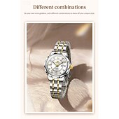 cheap Mechanical Watches-New Olevs Brand Ladies' Business Watch With Luminous Display, Calendar And Week Indication, Fully Automatic Mechanical Movement, Diamond-Set Rhombus Shape, Water-Resistant, Suitable For Casual And Spo