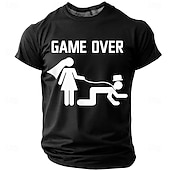  Men's Game Over Text Bride Leash Groom Silhouette Graphic Humorous Sarcastic Funny Gag Bachelor Party Wedding Groom Gift T-shirt Tee Regular Fit Casual Clothing Apparel S M L XL XXL XXXL