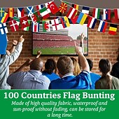 billige Verdensmesterskap i fotball 2026-Sett med 100 land flaggbanner - 24,5 meter 2026 fotball sommer global kamp internasjonale verdensflagg flaggstrøk slitesterke mini polyesterflagg for festdekorasjoner, klasserom, sportsarrangementer