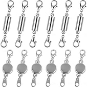 economico arti, mestieri e cucito-Confezione da 12 fermagli e chiusure magnetiche per collane. Estensore per collane con magnete potente. Chiusura magnetica per collane per la creazione di bracciali e collane di gioielli. Placcatura