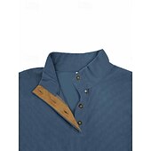 billige Cordfløy T-skjorter-Herre Kordfløyel skjorte T-skjorter Kortermet Helfarge عادي Gammeldags stil Henley Knapper Høy krage Henley Avslappet Daglig utendørs Sommer Vår Vår &amp; Vinter Svart kaffe Grå Henley T-skjorte
