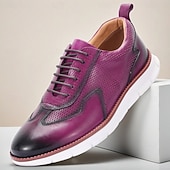 billiga Premium sneakers i läder-Herrskor i äkta läder, trendiga lila finskor, unik design för bröllop och speciella tillfällen