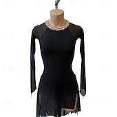economico Abiti da Pattinaggio Artistico-Abito da pattinaggio artistico Per donna Pattinaggio sul ghiaccio Vestito Nero Rosa Patchwork Schiena aperta Elasticizzato Allenamento Competizione Vestiti da pattinaggio sul ghiaccio Classico