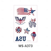  10/20 feuilles d'autocollants de tatouage pour la fête de l'indépendance américaine en stock. Vente en gros d'autocollants de tatouage décoratifs pour le maquillage du visage et la célébration du