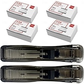 billige Lagring og oppbevaring-Bærbar permklipsstiftemaskin, påfyllbart stiftemaskinsett for kontoret med 2 bærbare papirklippere og permer og 200 stk. påfyllingsklips for filinnbinding og dokumentinnbinding