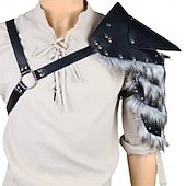 abordables Accesorios y más-Medieval Renacimiento Armas y Armaduras Hombreras Disfraz de piel sintética Guerrero Vikingo Bárbaro Disfraz Hombre Vikingo Víspera de Todos los Santos Carnaval Rendimiento LARP Feria Ren Adulto