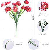 baratos Flor artificial-24 ramos de flores artificiais para decoração externa, patriótica, 250º aniversário, 4 de julho, Dia da Independência, flores artificiais de plástico que não desbotam, para jardim, varanda, floreira,