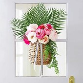 お買い得  人工植物と緑-人工ヤシの葉 14/42 個、20.4 インチの屋外用フェイクヤシの葉、グリーン、トロピカルスタイル、家の装飾、結婚式、誕生日パーティーに最適。