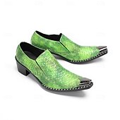 baratos Mocassins de couro premium-Mocassins masculinos em couro legítimo verde com estampa de cobra, elegantes sapatos sem cadarço para casamentos, calçados estilosos para noivos e convidados.