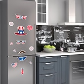  Magnetiske kjøleskapsklistremerker til uavhengighetsdagen i USA, bilklistremerker, høytidsdekorasjoner, vanntette veggklistremerker med tegneseriemotiv