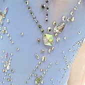 economico Abiti da Pattinaggio Artistico-Abito da pattinaggio artistico Ragazze Pattinaggio sul ghiaccio Vestito Azzurro cielo Patchwork Orlo asimmetrico Elasticizzato Allenamento Competizione Vestiti da pattinaggio sul ghiaccio Classico
