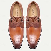 cheap Classic Dress Shoes-Men's Genuine Leather Double Monk Strap Formal Shoes, Elegant Design for Weddings, Special Events and Professional Wear