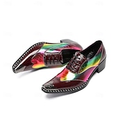 billiga Klassiska Klädskor-Herrskor i äkta läder i färgglada skimrande formella skor, eleganta snörskor för bröllop, lyxskor för brudgum och bröllopsgäster