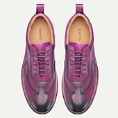 billiga Premium sneakers i läder-Herrskor i äkta läder, trendiga lila finskor, unik design för bröllop och speciella tillfällen