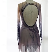 economico Abiti da Pattinaggio Artistico-Abito da pattinaggio artistico Per donna Pattinaggio sul ghiaccio Vestito Viola scuro Patchwork Foro per il pollice Alta elasticità Allenamento Competizione Vestiti da pattinaggio sul ghiaccio