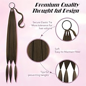 tanie Kucyki-Długi warkocz z kucykiem i gumką do włosów, DIY, owinięty wokół syntetycznej opaski do włosów, naturalny, miękki i puszysty styl dla kobiet, do codziennego noszenia, 34 cale, mieszany brąz