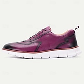 billiga Premium sneakers i läder-Herrskor i äkta läder, trendiga lila finskor, unik design för bröllop och speciella tillfällen