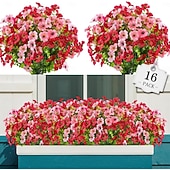 preiswerte Künstliche Blume-16 Bündel künstliche Blumen für den Außenbereich, farbechte Kunstblumen aus Kunststoff, künstliche Pflanzen für Hängeampeln, Dekoration für drinnen und draußen, Garten, Veranda, Fensterkasten,