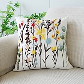 cheap Throw Pillows,Inserts &amp; Covers-Country Style Embroidered Pillow Covers Living Room Sofa Cushion Fresh Floral Plant Throw Pillow for Window Seat Headrest