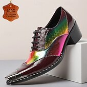 billiga Klassiska Klädskor-Herrskor i äkta läder i färgglada skimrande formella skor, eleganta snörskor för bröllop, lyxskor för brudgum och bröllopsgäster