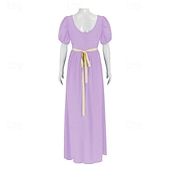 preiswerte Kleid-19. Jahrhundert Regency-Zeit Knöchellänge Kleid Kurze Ärmel Prinzessin Dame Edelfrau Einfarbig Quadrathals Kostüm Damen königlich Halloween Karneval Teegesellschaft LARP Renaissance-Messe Erwachsene