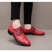 Χαμηλού Κόστους Derby παπούτσια-Ανδρικά παπούτσια με κορδόνια από συνθετικό δέρμα σε κόκκινο μοτίβο κροκόδειλου, μοντέρνα σχεδίαση για ειδικές περιστάσεις
