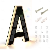 baratos Candeeiros Luzes de Exterior-Luminária de parede solar externa de 9 polegadas com endereço, à prova d'água IP44, luz LED com número para jardim, varanda, casa de campo, rua, placa luminosa com número da casa, luz decorativa