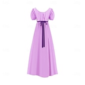 preiswerte Kleid-Retro Vintage Mittelalterlich Renaissance Knöchellänge Kleid Ballkleid Kleid im Regency-Stil Kurze Ärmel Prinzessin Dame Einfarbig Quadrathals Kostüm Damen königlich Halloween Karneval Leistung