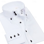economico Camicie eleganti da uomo-Per uomo Camicia Camicia con colletto a punta di lancia Camicia elegante Camicia button-down Semplice Casuale Quotidiano Nero Bianco Rosso Blu marino scuro Manica Lunga Colletto alla francese