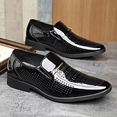 cheap Monk Shoes-Men's Faux Leather Perforated Dress Loafers with Glossy Finish, Stylish Slip-On Shoes for Formal &amp; Evening Events