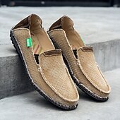 preiswerte Slipper Schuhe-Graue Herren-Slipper aus Canvas, leichte und bequeme Loafer für den täglichen Weg zur Arbeit, Wochenendausflüge und den Alltag.