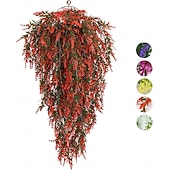 baratos Flor artificial-Conjunto de 4 arranjos de flores artificiais para pendurar, trepadeiras artificiais para exterior, resistentes aos raios UV, decoração de fundo para jardim, varanda, janela, pátio, vasos suspensos,