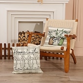 cheap Throw Pillows &amp; Covers-Set of 4 Easter Bunny Pillow Covers Spring Holiday Decorative Throw Cushion Covers for Sofa Bed Bedroom