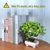 levne Umělé rostliny a zeleň-Umělé rostliny, malé umělé bonsaje pro domácí dekorace, obývací pokoj, koupelna, knihovna, předsíň, stůl, nástěnná police, moderní farmářská dekorace, výška 8,5 cm, zelená
