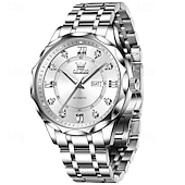 levne Mechanické hodinky-Nové pánské business hodinky značky Olevs s luminiscenčním displejem, kalendářem a týdenním ukazatelem, plně automatickým mechanickým strojkem, tvarem kosočtverce osazeným diamanty, voděodolné, vhodné