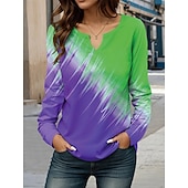 billige Kunst og Design Bluser-Dame Bluse Trykt mønster Grafisk Graffiti Stilfull Fritid Langermet V-hals Vanlige topper Daglig Blå Lilla Fuksia Oransje Vår Høst