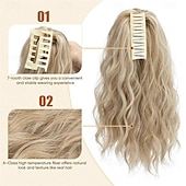 cheap Ponytails-2 PCS Ponytail Extensions Claw Clip Short Pony Tails Wavy Curly Synthetic Hairpieces for Women 12 Inch 14Inch Set