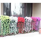 voordelige Kunstbloemen-2 stuks levendige kunstmatige hangende orchideeën, nep viooltjesranken als wanddecoratie, plastic hangende bloemen voor binnen, woonkamer, tuin of balkon