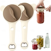 cheap Openers-4 in 1 Multi-Purpose Jar Opener, 1Pc/2Pcs Adjustable Stainless Steel Jar Opener, Multi-Functional Retractable Jar &amp; Bottle Openers, Multi Size Lid Tool for Jars Cans Wine Bottles, Home Kitchen Helper
