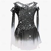 economico Abiti da Pattinaggio Artistico-Abito da pattinaggio artistico Ragazze Pattinaggio sul ghiaccio Vestito Nero Bianco Giallo Patchwork Foro per il pollice Elasticizzato Allenamento Competizione Vestiti da pattinaggio sul ghiaccio