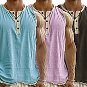  3-delt flerpakning singlet for menn, singlet, ermeløs, henley-skjorte, sommer, enkel, motedesigner, enkel, avslappet, ferie, gate, abc-topp, t-skjorte for menn