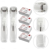 billige Lagring og oppbevaring-Bærbar permklipsstiftemaskin, påfyllbart stiftemaskinsett for kontoret med 2 bærbare papirklippere og permer og 200 stk. påfyllingsklips for filinnbinding og dokumentinnbinding