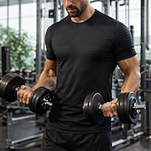 billiga Löpar-T-shirts och linnen-Herr Solid färg T-shirt för jogging Kompressionströja Atletisk skjorta Sport topp Sommar Kortärmad Snabb tork Fuktabsorberande Andningsfunktion Gymträning Gång Joggning Svart Vit Himmelsblå