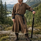 economico Outfit-Set Retrò Vintage Medievale Rinascimento Cintura in Vita Polsino Tunica con accessori Lunghe Vichingo Ranger Costume Per uomo Fantasia Halloween Carnevale Fiera Rinascimentale LARP Festa a tema retrò