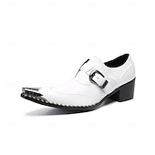 Χαμηλού Κόστους Κλασικά Παπούτσια-Ανδρικά λευκά επίσημα παπούτσια από γνήσιο δέρμα, μοντέρνα παπούτσια με αγκράφα για γάμους, πολυτελή υποδήματα για γαμπρό και καλεσμένους σε γάμο