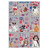  388 stuks raamstickers voor 4 juli, 36 vellen (4 verpakkingen) patriottische statische stickers met schattige honden en katten, herbruikbare stickers met de Amerikaanse vlag voor