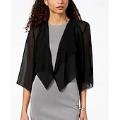 economico impacchi per gli invitati al matrimonio-Scialli Scialle Donna Elegante Puro Manica 3/4 Chiffon Stole da matrimonio Con Colore puro Per Feste Primavera &amp; Estate