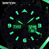 preiswerte Digitaluhr-SANDA Herren Digitaluhr Luxus Außenbereich Mode leuchtend Stopuhr Wecker Kalender Edelstahl Beobachten