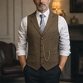 cheap Men's 1920s Costumes-Classical 1920s Retro Vintage Vest Waistcoat The Great Gatsby Groomsmen Fancy Dress Men's Carnival Masquerade Prom Party Wedding Adults' Vest Spring Fall